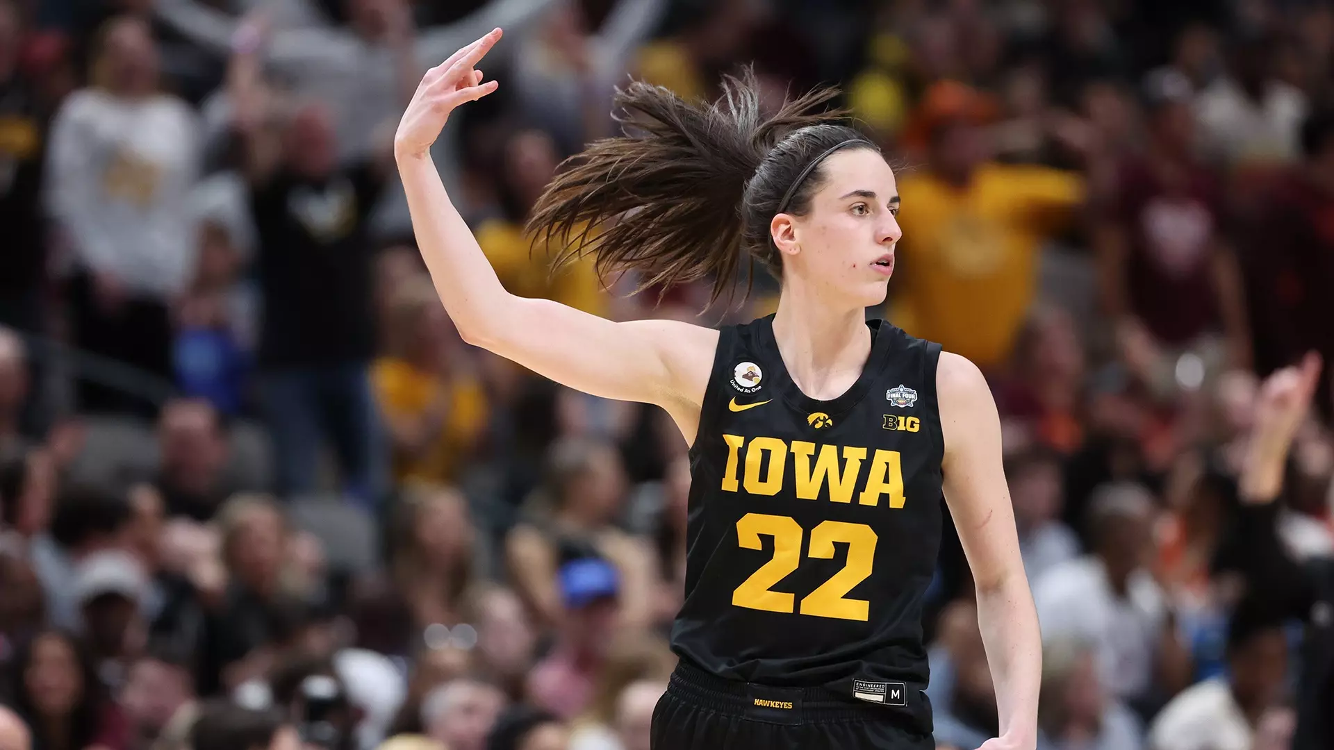 Caitlin Clark celebrating at Iowa